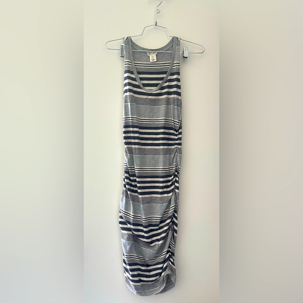 Converse Black and White Striped Ruched Dress